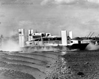 First-day certificates and trials of the VA-3 hovercraft - The VA-3 proves its true amphibian nature using its two turbo-props to get it onto land (submitted by Nick Gurney).