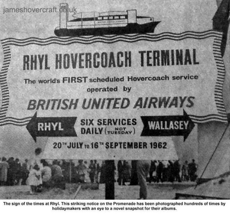 Liverpool Echo article about the VA-3 service - The world's first hovercoach - advert for the VA3 service from Rhyl (Wales) to Wallasey (England) (submitted by Paul Greening).