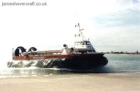AP1-88 hovercraft - Double-Oh-Seven arriving on the ramp at Portsmouth (Photo: David Ingham)
