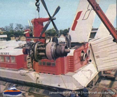 SRN4 engineering at Pegwell Bay hoverport -   (The <a href='http://www.hovercraft-museum.org/' target='_blank'>Hovercraft Museum Trust</a>).