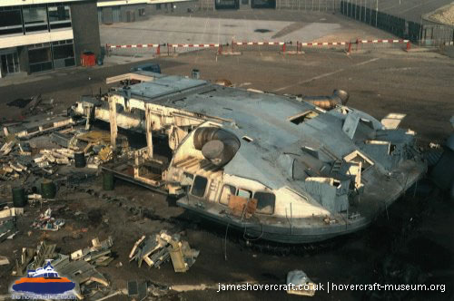 Vosper-Thornycroft VT1 being scrapped -   (submitted by The <a href='http://www.hovercraft-museum.org/' target='_blank'>Hovercraft Museum Trust</a>).