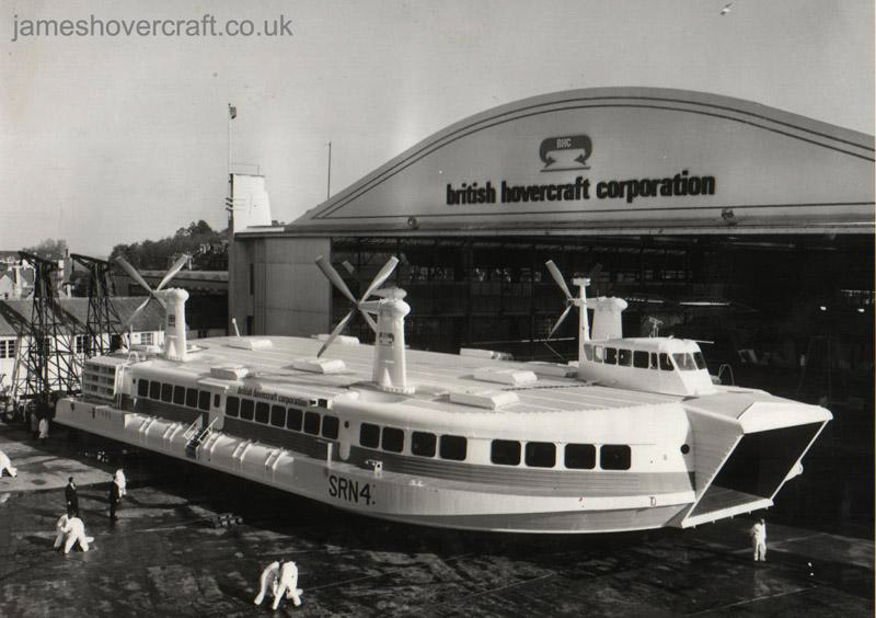 Building the SRN4, at the time the world's largest hoverport, at the British Hovercraft Corporation's Columbine Works - Public open day of the first SRN4 under construction, without bow doors or skirt (submitted by Nigel Thornton).