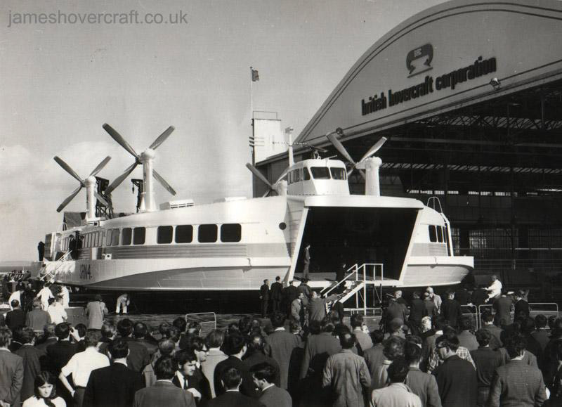 Building the SRN4, at the time the world's largest hoverport, at the British Hovercraft Corporation's Columbine Works - Public open day of the first SRN4 under construction, without bow doors or skirt (submitted by Nigel Thornton).