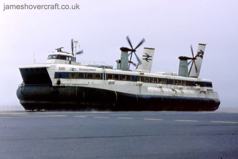 SRN4 Mk II operations from Dover East hoverport with Seaspeed - SRN4 Mk II The Princess Margaret (GH-2006) on hover with Seaspeed at Dover Eastern hoverport (submitted by Malcolm Clark).