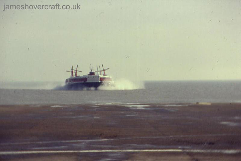 SRN4 Mk II operations from Pegwell Bay hoverport with Hoverlloyd (GH-2054 - The Prince of Wales) - Arriving from the English Channel (submitted by Pete Stevens).