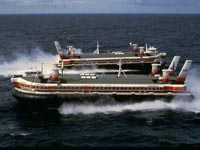SRN4 Mk III craft with Hoverspeed, promotional shoot in 1988 - Promotional shots of the two Princesses in 1988, crossing mid-Channel (John Lloyd).