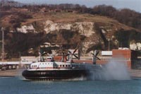 SRN4s operating with Hoverspeed - The Princess Margaret (GH-2007) departing Dover