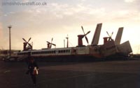 The last days of the SRN4 cross-channel service with Hoverspeed - The Princess Anne (GH-2006) landed at Calais (submitted by Thomas Loomes).