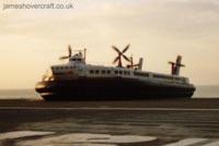The last days of the SRN4 cross-channel service with Hoverspeed - The Princess Margaret (GH-2007) taxiing at Calais hoverport (Thomas Loomes).