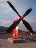 Dover Western Docks hoverport - Sprucing the place up. An engineer thought to place a propeller at the entrance to the terminal building (James Rowson)