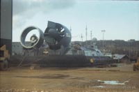 The Vosper-Thornycroft VT-2 undergoing engineering works at the VT base, Portchester 1981 - Hovering trials (Ernie Dunn).