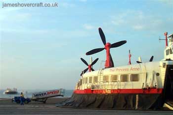 About me - The Princess Anne (GH-2007) and The Princess Margaret (GH-2006) on their penultimate day of operation. This photo taken at Calais hoverport (credit: James Rowson).