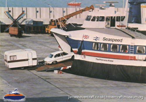 SRN4 The Princess Anne (GH-2007) with Seaspeed at Dover -  (credit: The <a href='http://www.hovercraft-museum.org/' target='_blank'>Hovercraft Museum Trust</a>).