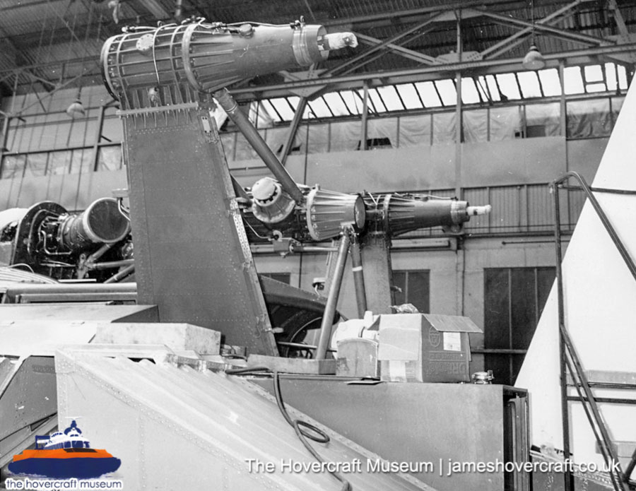 SRN6 close-up details - Twin-prop in factory (credit: The Hovercraft Museum Trust).