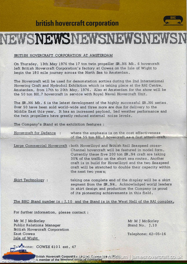 SRN6 diagrams - BHC Newsletter advertising the Super-6 (credit: The <a href='http://www.hovercraft-museum.org/' target='_blank'>Hovercraft Museum Trust</a>).