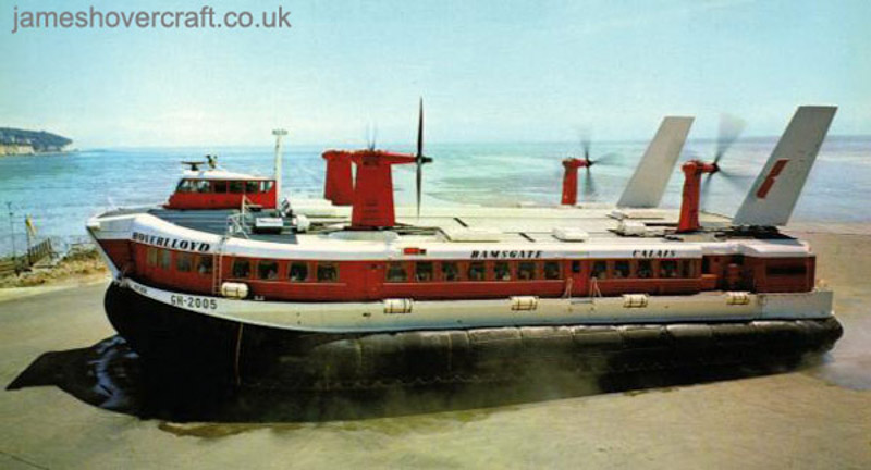 SRN4 Mk II operations from Pegwell Bay hoverport with Hoverlloyd - Sure on hover at Ramsgate (credit: Mike Fuller).