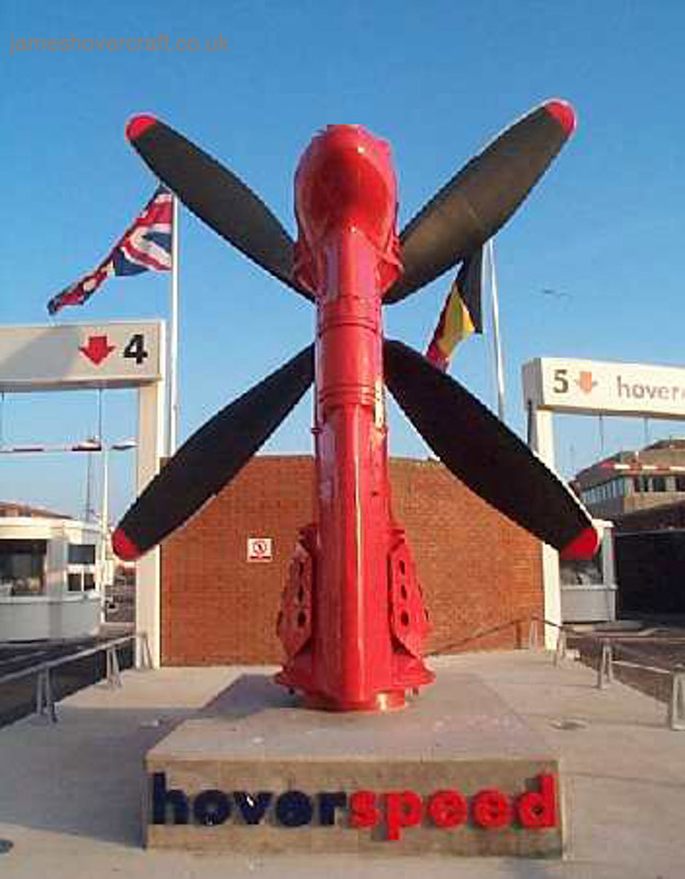 Dover Western Docks hoverport - Sprucing the place up. An engineer thought to place a propeller at the entrance to the terminal building (James Rowson)